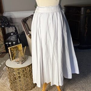 Custom Made White Cotton Midi Skirt